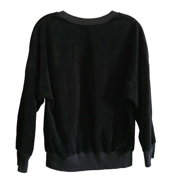 STATESIDE Black Cotton Blend Velour Crew Neck‎ Long Sleeve Sweatshirt Top Small - Picture 3 of 8